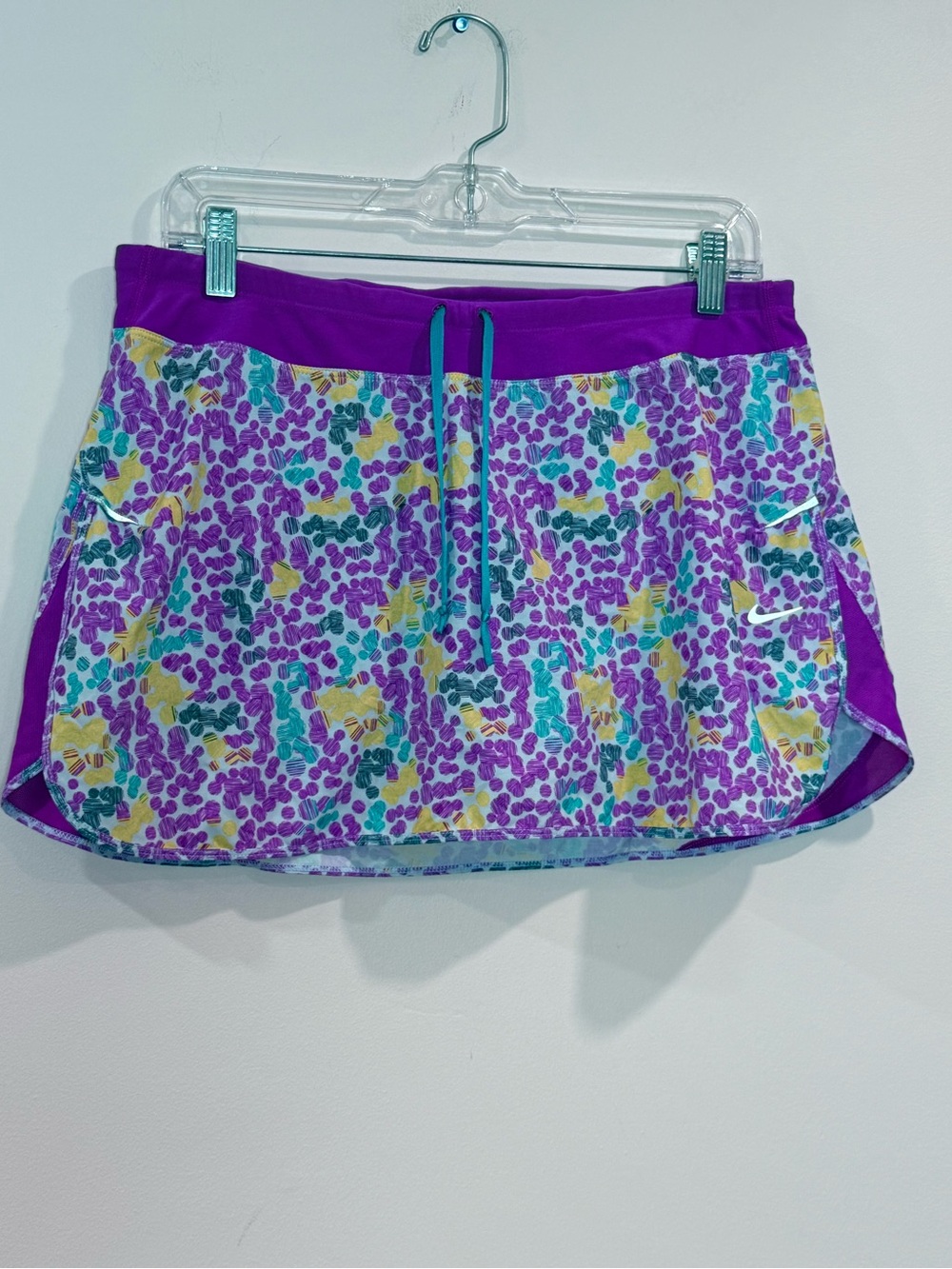 π₯Nike Purple Floral Active Skort with Drawstring Waist Size L EUCπ₯